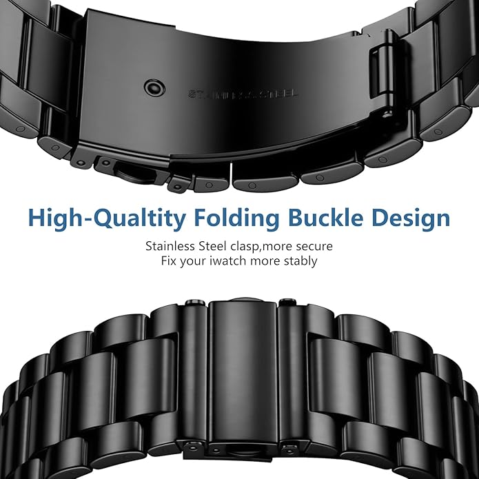 Lerobo Compatible with Apple Watch Band 44mm 42mm 40mm 38mm 41mm 45mm 46m 49mm, Solid Stainless Steel Metal Band with 2 Pack Protective Cover Case for iWtach Series 11 10 9 8 7 6 5 4 3 SE Ultra Men Women - Image 8