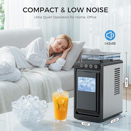 COWSAR Ice Maker Countertop, Portable Ice Machine with External Water Tank, 8 Cubes in 6 Mins, 26 lbs/24Hrs, Self-Cleaning Quiet Compact Commercial Ice Makers for Home, RV, Camping, Black - Image 6