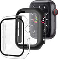 YWXTW [2 Pack] Black and Clear Case for Apple Watch Series SE/6/5/4 44mm with Tempered Glass Screen Protector, Premium iWatch SE3 2025/SE2 Accessories Full Coverage Bumper Hard PC Protective Cover by YWXTW