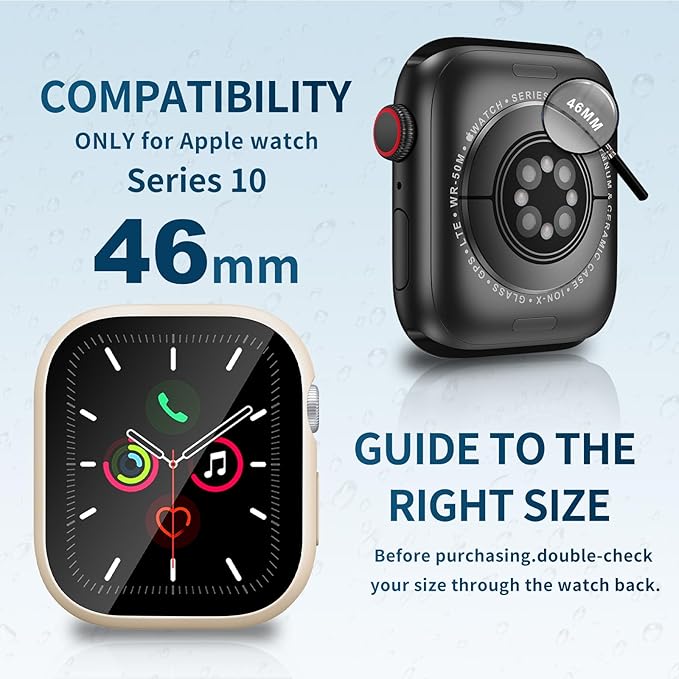 Waterproof Case for Apple Watch Series 10 Series 11 46mm Built-in Tempered Glass Screen Protector,[Slim Guard PC Bumper] [Touch Sensitive] Full Protective Face Cover Compatible iWatch Accessories - Image 2