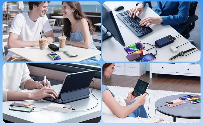 Portable Charger 50800mAh Power Bank with 3 Built in Cables,25W PD QC4.0 Fast Charging USB C Battery Pack,6 Outputs 2 Inputs Travel Essentials Portable Phone Charger for iPhone 17/16/15,Google,Android - Image 9