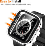 Amizee 2 Pack Compatible with Apple Watch Case SE 3/2/1 Series 6/5/4 44mm with Built-in Screen Protector, Ultra-Thin Hard PC Straight Edge Anti-Scratch Protective Cover for iWatch (Black/Silver) - Image 3