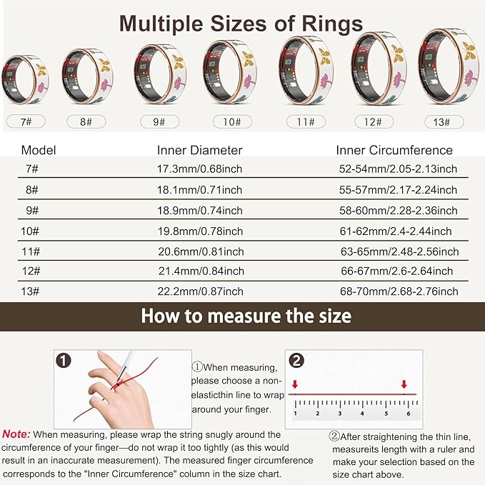 Smart Ring for Women,Fitness Tracker with Heart Rate,Blood Oxygen,Menstrual Cycle,Sleep Monitoring,Step Counting,IP68 Waterproof for iOS and Android,No Subscription Fee (9#) - Image 2