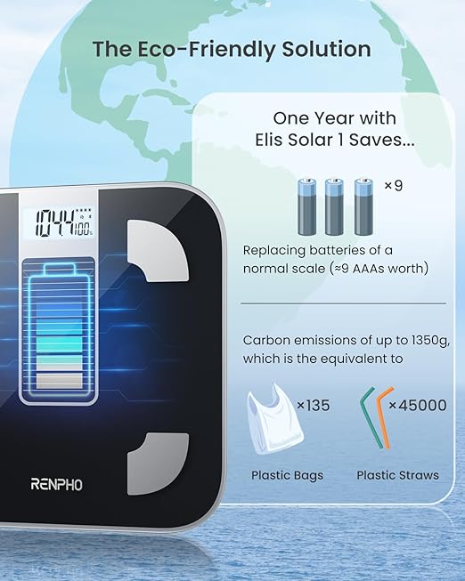 RENPHO Smart Scale for Body Weight, FSA&HSA Eligible, Digital Bathroom Scale BMI Weighing Bluetooth Body Fat Scale, Body Composition Monitor Health Analyzer with Smartphone App, 400 lbs - Elis Solar 1 - Image 3