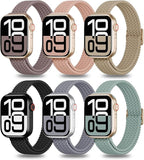 6 Pack Thin Stretchy Braided Compatible with Apple Watch Band 38mm 40mm 41mm 42mm 44mm 45mm 46mm 49mm Women Men, Solo Loop Nylon Slim Strap for iWatch Bands Series 11 10 SE 9 8 7 6 5 4 Ultra 3 2 1 by Unknown