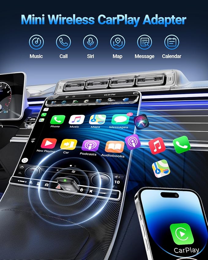 vnilrgle Wireless CarPlay Adapter for Apple iPhone（2026 Upgraded） Mini Design, Converts Factory Wired to Wireless Adapter for CarPlay, Plug and Play, Auto Connect Fast and Stable(Black) - Image 2