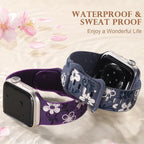 Witzon Floral Band Compatible with Apple Watch Bands For Women 40mm 41mm 38mm 42mm 44mm 45mm 46mm 49mm, Engraved Cute Flower Silicone Dressy Strap for iWatch Series 11 10 9 8 7 6 5 4 3 2 SE Ultra - Image 4
