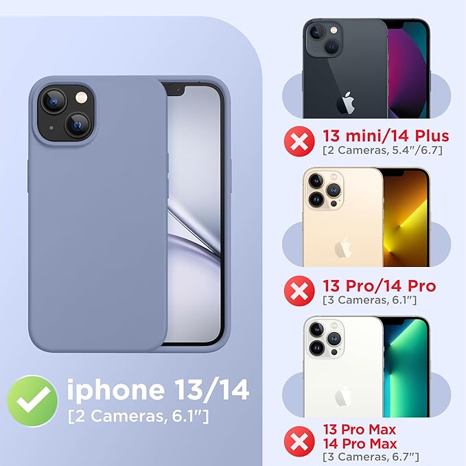 GolbinBox Magnetic for iPhone 13 Case & iPhone 14 Case, Compatible with MagSafe, [Soft Anti-Scratch Microfiber Lining], Slim Liquid Silicone Shockproof Protective Phone Case 6.1 inch, Lavender Gray - Image 2