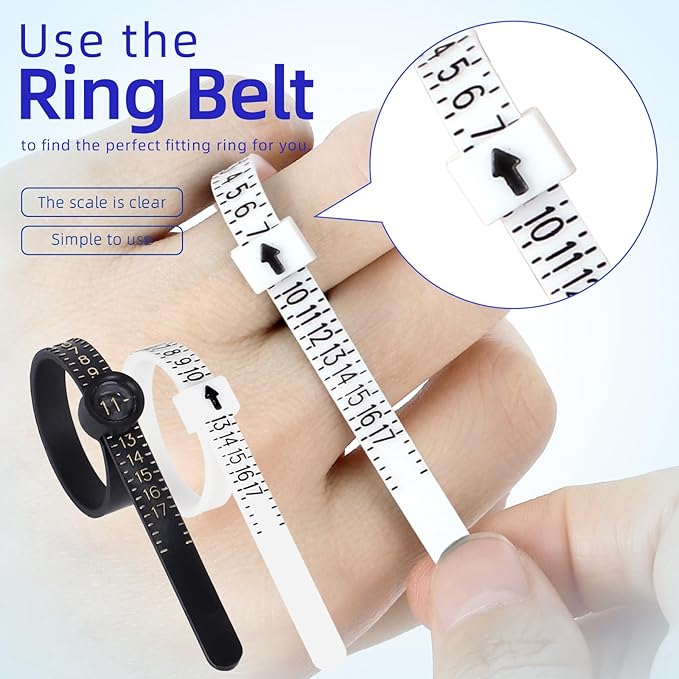 Ring Sizer Measuring Tool Kit Ring Sizing Kit Metal Ring Measurer and Ring Sizers US Ring Size Gauge 0-13 with Half Size for Womens Mens Finger Sizing 2 PCS Reusable Size Tape 1-17 - Image 7
