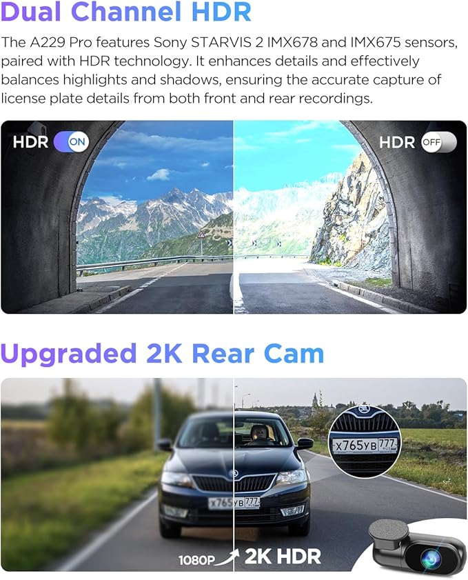 【Bundle: VIOFO A229 Pro 2CH + HK4 Hardwire Kit with 8pcs Fuse Tap】 VIOFO A229 Pro 4K HDR Dash Cam, Dual STARVIS 2 IMX678 IMX675, 4K+2K Front and Rear Car Camera, 2 Channel with HDR, 5GHz WiFi GPS - Image 4