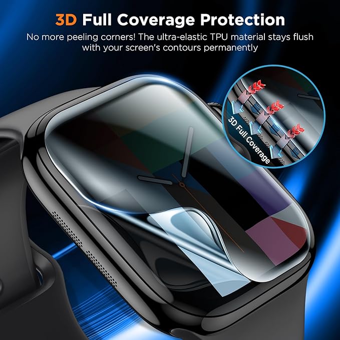 LK 4 Pack for Apple Watch Series 11/10 Screen Protector 42mm Privacy, [Anti-Spy] Upgrade Soft TPU Film Apple Watch 42mm Screen Protector, HD Ultra-thin Touch Sensitvie, Full Coverage - Image 5