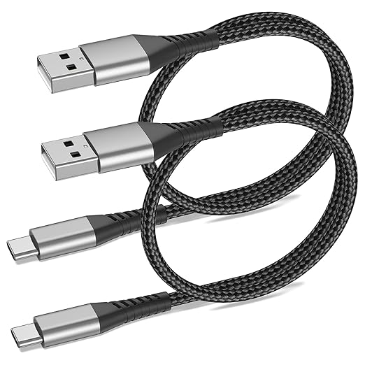 USB A to USB C Cable 2ft, 2 Pack Braided USB Type C Cable Fast Charging Cord, 2 ft USB to USB-C Cable for Car iPhone 15 16 17 Pro Max, iPad Air Pro, Samsung Galaxy S24 S23 Ultra, USBA to USBC Cable by Umefly+