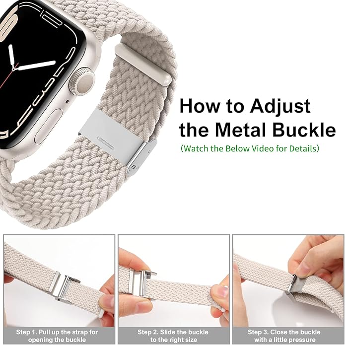 Bandiction Compatible with Apple Watch Bands 44mm 40mm 38mm 42mm 41mm 45mm 46mm 49mm, iWatch Bands Women Men,Stretchy Braided Solo Loop Elastic Sport Band for iWatch Ultra SE Series 11/10/9/8/7/6/5/4 - Image 3