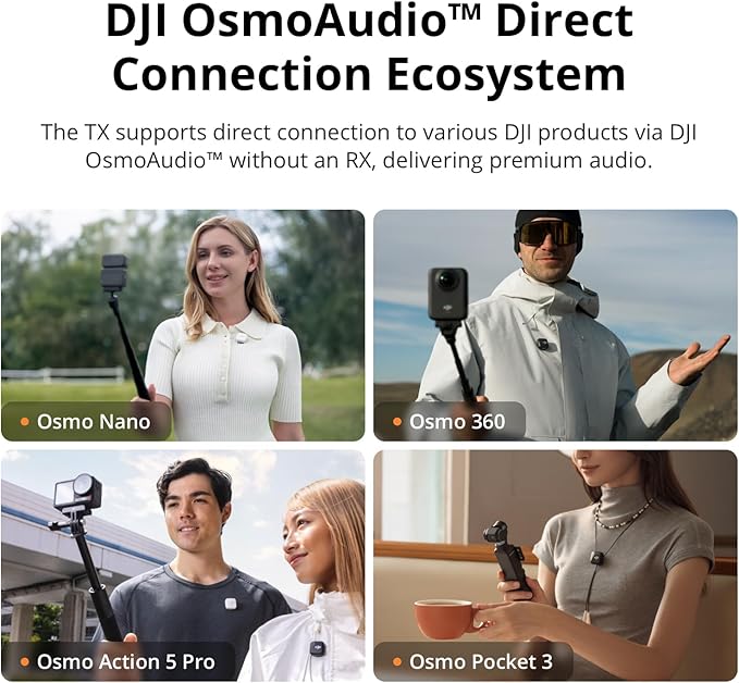 DJI Mic Mini Transmitter (Arctic White), Ultralight, Wireless Lavalier Microphone for DJI Osmo Mobile 7P/Osmo Pocket 3, Noise Cancelling, Wireless Microphone for Camera/iPhone/Android, Vlog, Streaming - Image 5