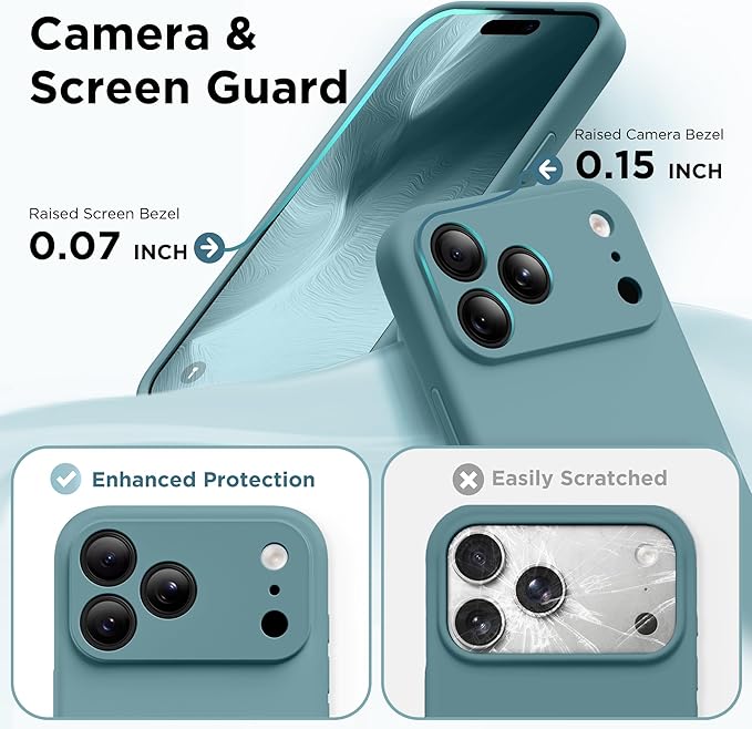 GolbinBox Magnetic for iPhone 17 Pro Case, Compatible with MagSafe, [Full Camera Protection] [Screen Protector], Silicone Shockproof Phone Cover with Anti-Scratch Microfiber Lining, Wave Green - Image 5