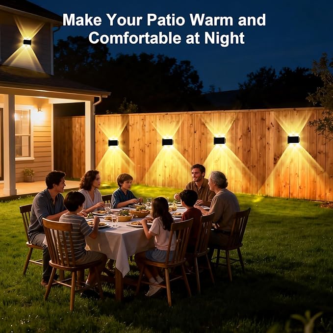 AUDLES Solar Fence Lights Outdoor, New Up Down Lighting Fence Lights Solar Powered with 3 Modes 3000K/4000K/6000K, IP65 Waterproof Solar Wall Light for Backyard Wall Pathway Deck Patio Decor - 8 Pack - Image 6