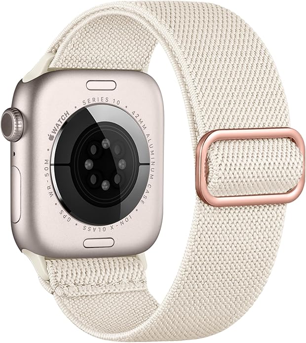 Charlam Stretchy Bands Compatible with Apple Watch Band 40mm 41mm 42mm 38mm 44mm 45mm 46mm 49mm Women Men, Soft Fashion Nylon Braided Elastic Strap for iWatch Series 10 SE 9 8 7 6 5 4 3 2 1 Ultra 2 by Charlam