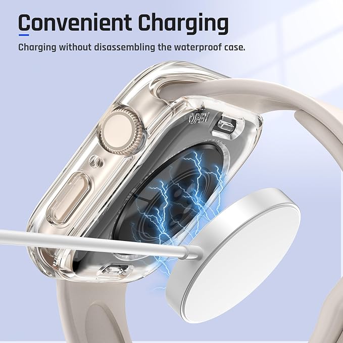 Goton 2 in 1 Waterproof Case Compatible for Apple Watch Series 11/10 Screen Protector 46mm, 360 Protective Glass Face Cover Hard PC Bumper + Back Frame for iWatch Accessories 46 mm - Image 7