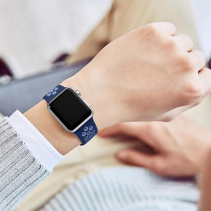 Lerobo Compatible with Apple Watch Band 44mm SE 3 2 Series 11 10 46mm Series 9 8 45mm Ultra 3 2 Ultra 49mm 42mm for Men Women,Soft Silicone Sport Strap for iWatch Series 7 6 5 4 3 2 1 Yankees Blue - Image 6