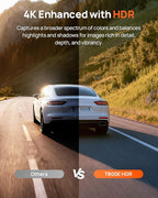 70mai 4K Dash Cam Front and Interior, 4K HDR Dash Camera with F1.55 Aperture, Wi-Fi 6, 24H Parking Surveillance, GPS, Loop Recording, 64GB Card Included, UHD Dashcam for Cars/Taxi/Uber/Lyft - Image 4