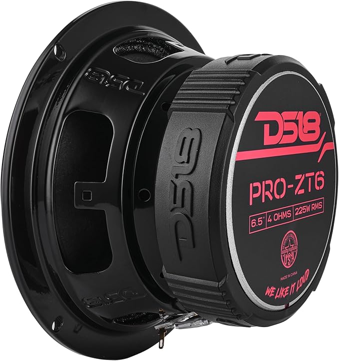 DS18 PRO-ZT6 6.5-Inch 2 Way Pro Audio Midrange Speakers with Built-in Bullet Tweeter 4-Ohms 450W Max 225W RMS Water Resistant - Black Metal Mesh Grill Included (1 Speaker) - Image 8