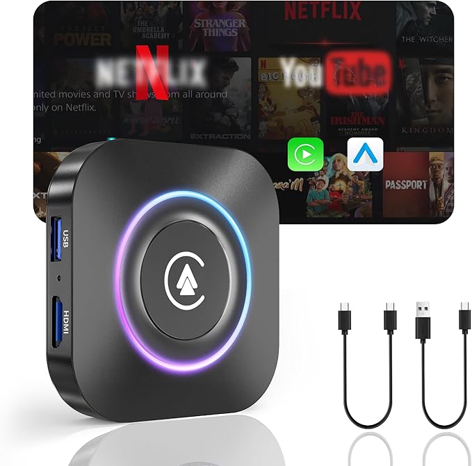 Magic Box 2026 Wireless CarPlay Adapter, AI Box Android Auto Supports Strea-ming Video for TikTok/YouTube, USB for Offline Media, Screen Mirroring Car Adapter for Factory Wired Car Play by LAMVOSE