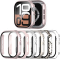 6 Pack Case with Tempered Glass Screen Protector for Apple Watch Series 11(2025) Series 10 46mm(2024), Hard PC Ultra-Thin Scratch Resistant Protective Face Cover for iWatch Series 10 11 46mm by Landhoo