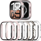 6 Pack Case with Tempered Glass Screen Protector for Apple Watch Series 11(2025) Series 10 46mm(2024), Hard PC Ultra-Thin Scratch Resistant Protective Face Cover for iWatch Series 10 11 46mm by Landhoo
