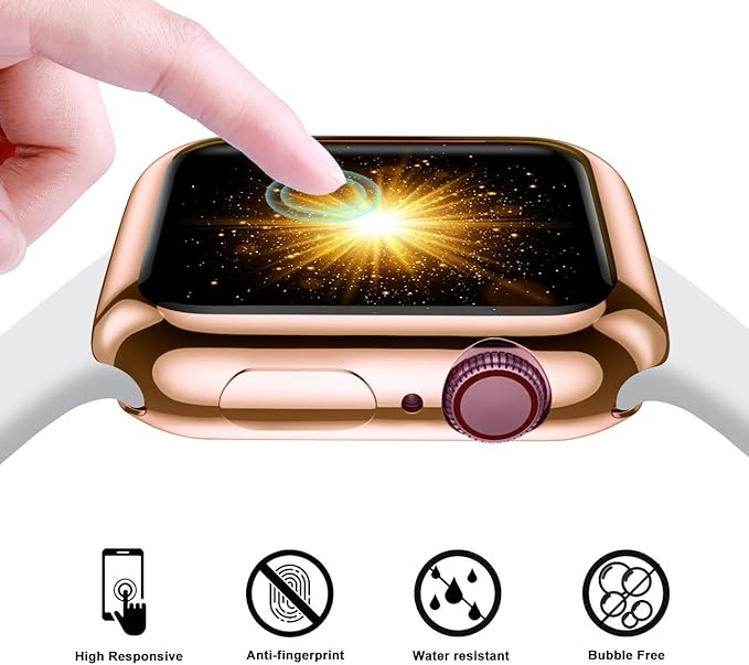 GEAK Compatible Apple Watch Case 40mm Series 5, Ultra-Thin All Around TPU Protective Cover for iWatch Case Series 4, 3 Pack Black/Clear/Rose Gold - Image 5