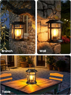 Solar Lantern Outdoor Waterproof, 4 Pack Bright Hanging Solar Lights for Outside Decorative, Upgraded Solar Powered Lanterns LED Lighting for Garden Patio Porch Decor Gifts (Warm Light) - Image 6