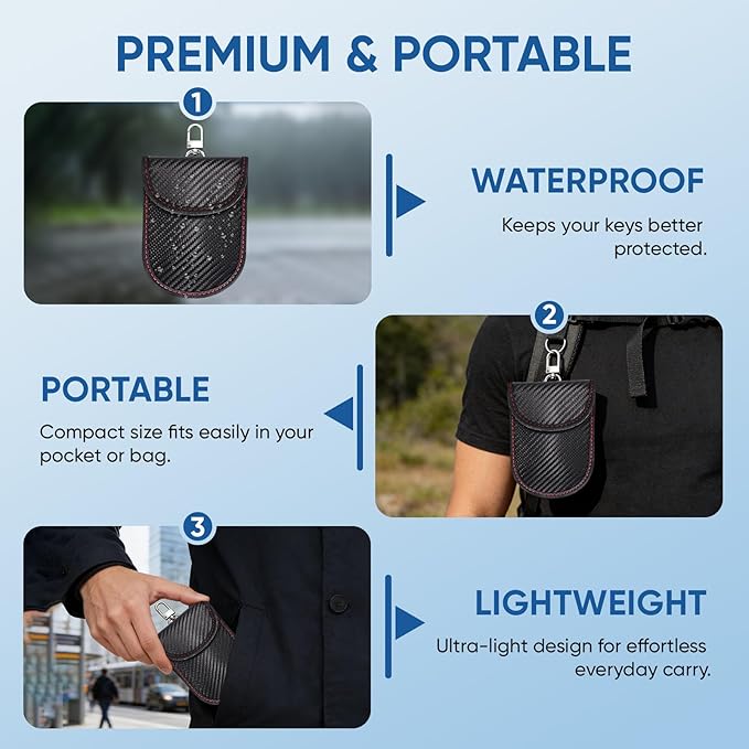 TICONN 2PK Faraday Bags for Car Keys Fob, 3.5''X5.0'' Faraday Cage Protector, Car RFID Signal Blocking, Anti-Theft Pouch Anti-Hacking Case Blocker (Carbon Fiber) - Image 9