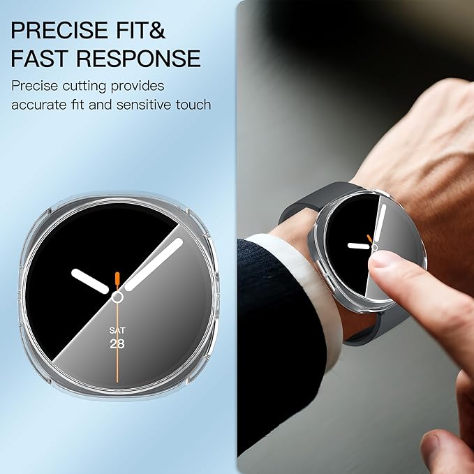 Suoman 3 Pack for Samsung Galaxy Watch 8 44mm Case, High Definition Clear Screen Protector, Full Around Electroplate Soft TPU Bumper Around Protective Case Cover -Clear - Image 6