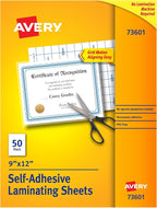 Avery Clear Laminating Sheets, 9" x 12", Permanent Self-Adhesive, 50 Self-Laminating Sheets, Great for Protecting Documents, Photos, and Signs More (73601) by Avery