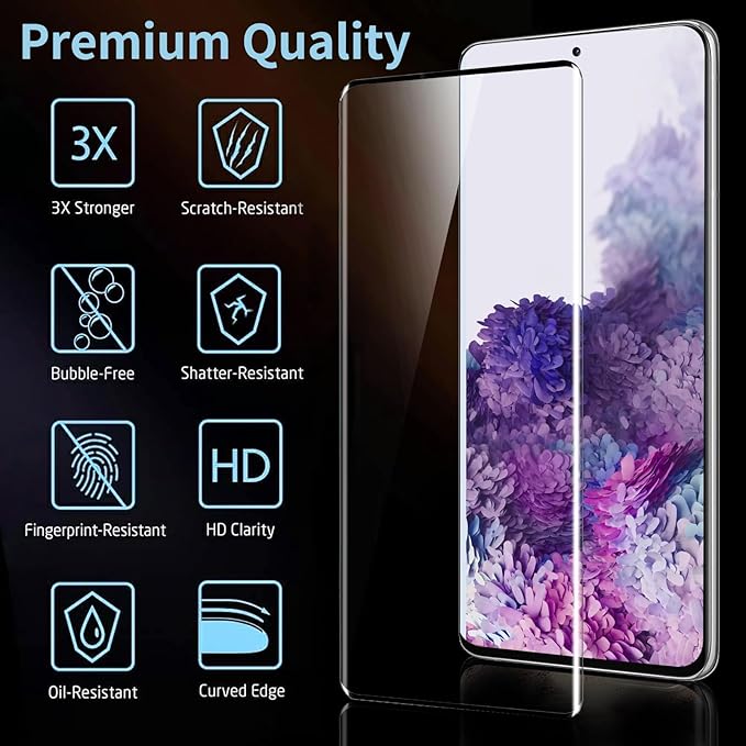 3 Pack Glass Screen Protector for Samsung Galaxy S20 Plus [6.7 inch] + 3 Pack Camera Lens Protector, 9H Tempered Glass, Fingerprint Unlock, HD Clear Case Friendly Anti-Scratch - Image 2
