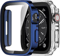 Amizee 2 Pack Case Compatible with Apple Watch Series 9/8/7 45mm Case with Built-in Screen Protector, Ultra-Thin Hard PC Straight Edge Anti-Scratch Protective Cover for iWatch 45mm (Blue/Clear) by Amizee