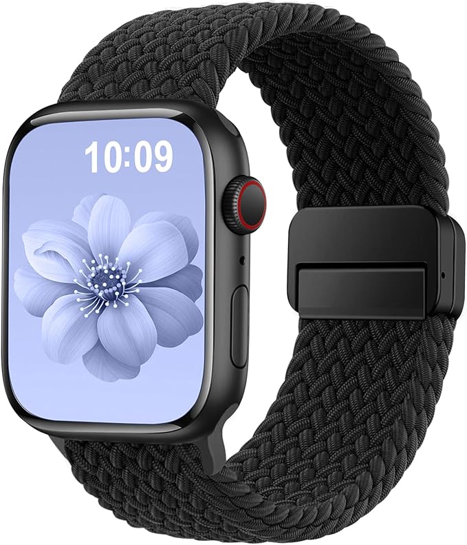 Braided Stretchy Band Compatible with Apple Watch Bands 38mm 40mm 41mm 42mm 46mm 44mm 45mm 49mm for Women Men, Nylon Sport Strap Solo Loop for iWatch bands Series SE 11 10 9 8 7 6 5 4 3 Ultra 3 2 1 by SuperNaNa