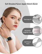 Braided Stretchy Band Compatible with Apple Watch Bands 38mm 40mm 41mm 42mm 46mm 44mm 45mm 49mm for Women Men, Nylon Sport Strap Solo Loop for iWatch bands Series SE 11 10 9 8 7 6 5 4 3 Ultra 3 2 1 - Image 4