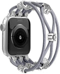 Newlibery Beaded Bracelet Compatible with Apple Watch Band 41mm 38mm 44mm 42mm 45mm 46mm 49mm Women Boho Braided Solo Loop Nylon Stretchy Dressy Strap for iWatch Serie11/10/9/8/7/6/5/4 SE 3/2/1 Ultra by Newlibery