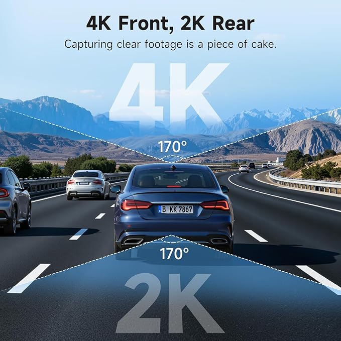 4K Dash Camera Front and Rear, HDR&WDR Night Vision, Dash cam with Built-in WiF, GPS, Car Dashcam with 3" Touch Screen, 170° Wide Angle, Loop Recording, 24H Parking Mode, Supports 512GB Max - Image 2