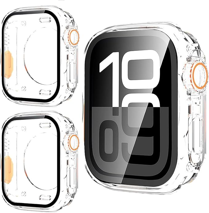Yrzper Waterproof Case Compatible with Apple Watch Series 11 (2025) Series 10 46mm 42mm[Turning into Ultra] Crown + Back Cover Full Protective Hard PC Screen Protector Cover (Clear, 46mm) by Yrzper