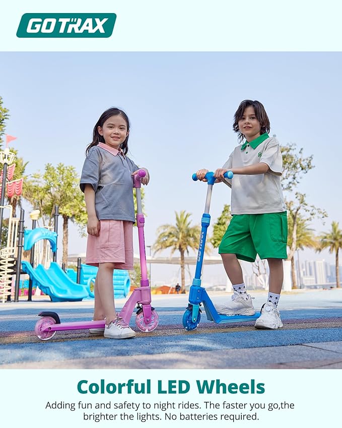 Gotrax K03 Kick Scooter for Kids, 5" LED Lighted Wheels and Adjustable Handlebars, Lightweight Design and Anti-Slip Deck, Max Load 110 Lbs, Kids Scooter for Boys & Girls Ages 3+, Blue - Image 5