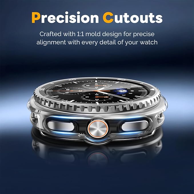 Misxi [2+2 Pack] Case Hard PC Bumper + Tempered Glass Screen Protector [with Auto Alignment Tool Kit] for Samsung Galaxy Watch 8 Classic 46mm, Anti-Scratch Cover for Galaxy Watch8 Classic, Transparent - Image 5
