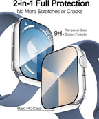 Smiling 2 Pack Case Compatible with Apple Watch SE 3 (2025)/ SE 2/ SE/Series 6/5/4 44mm with Tempered Glass Screen Protector, Hard PC Case Overall Protective Cover- 1 Black + 1 Silver - Image 2