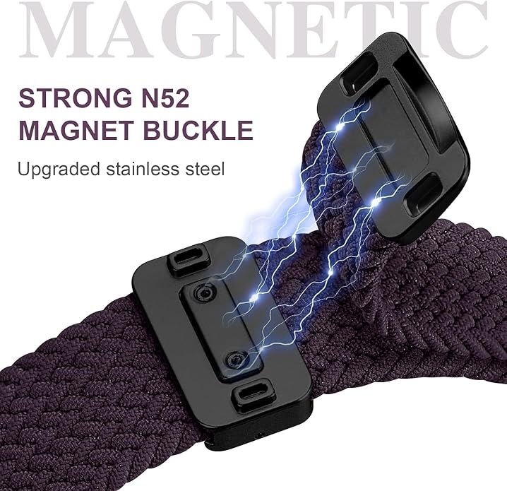 Braided Stretchy Band Compatible with Apple Watch Bands 38mm 40mm 41mm 42mm 44mm 45mm 46mm 49mm Women Men, Soft Nylon Solo Loop Magnetic Sport Strap for iWatch Series 11 10 9 8 7 6 5 4 3 2 1 SE Ultra - Image 4