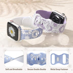 DaQin Floral Engraved Band Compatible with Apple Watch Bands for Women 40mm 41mm 42mm 44mm 45mm 46mm 38mm, Cute Two-Tone Flower Soft Silicone Sport Strap for iWatch Series 11 10 9 8 7 6 5 4 3 2 1 SE - Image 9
