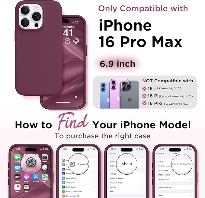 GolbinBox Magnetic for iPhone 16 Pro Max Case, Compatible with MagSafe, [Soft Anti-Scratch Microfiber Lining], Liquid Silicone Shockproof Protective Phone Case for iPhone 16 Pro Max, Wine Red - Image 2