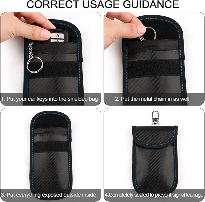 Meliya Faraday Pouch Bag for Car Keys, RFID Signal Blocking Holder, Faraday Key Fob Protector, Anti-Theft Key Fob Case (Blue) - Image 2