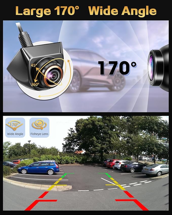 1080P AHD Backup Camera with 170° Wide Angle, 360° Rotatable, Night Vision, IP69K Waterproof - Front/Rear/Side View Reverse Camera for Trucks, Cars, SUVs (1080P) - Image 3