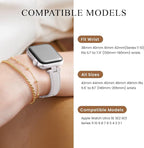 STIROLL Thin Leather Band Compatible with Apple Watch Bands 41mm 40mm 38mm 42mm(Series 11 10) Women, Stylish Top-Grain Leather Strap Slim Wristband for iWatch SE3/2/1 Series 9 8 7 6 5 4 3 2 1, White/Silver - Image 5
