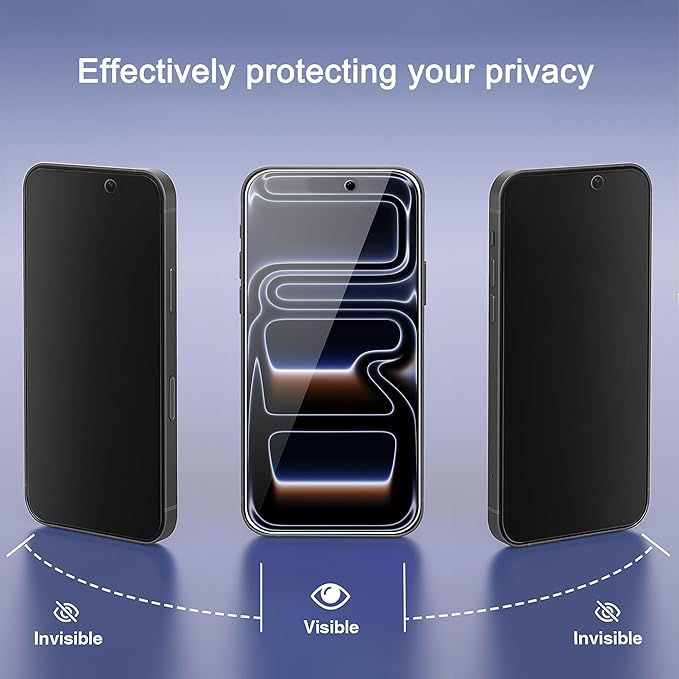 Ailun 3 Pack for iPhone 17 Pro Max Privacy Screen Protector [6.9 inch]+ 3 Pack Camera Lens Protector with Installation Frame,Dynamic Island Compatible,Anti Spy Tempered Glass[9H Hardness]-HD - Image 2